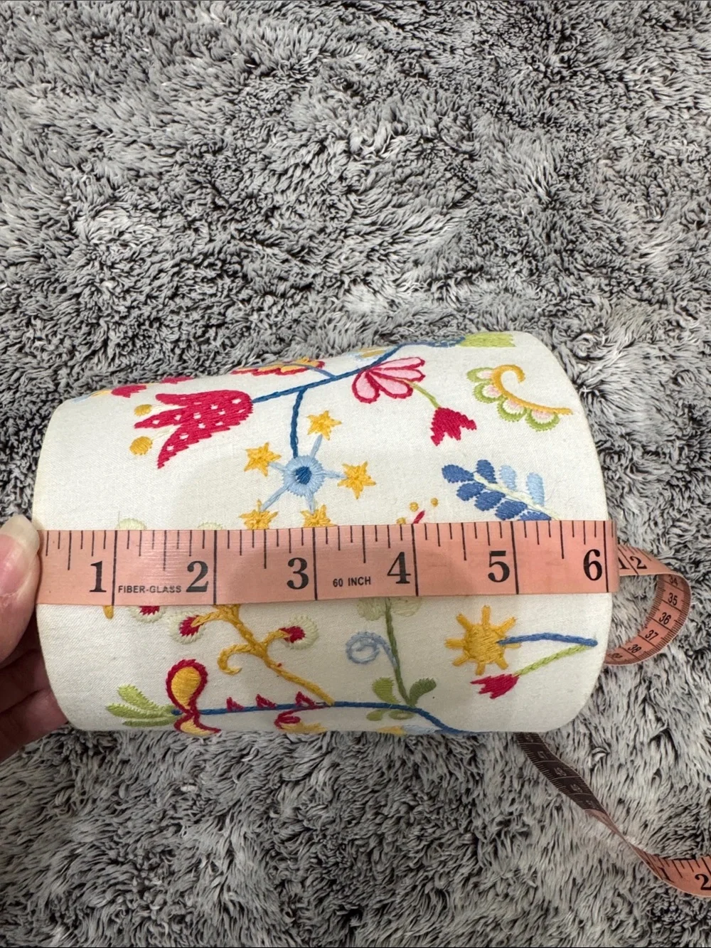 IKEA Alfhild Fägel White Embroidered Folk Art Lampshade Floral Bird 6” Height